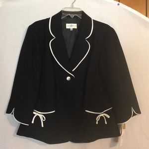 Navy Blazer with White Detail.